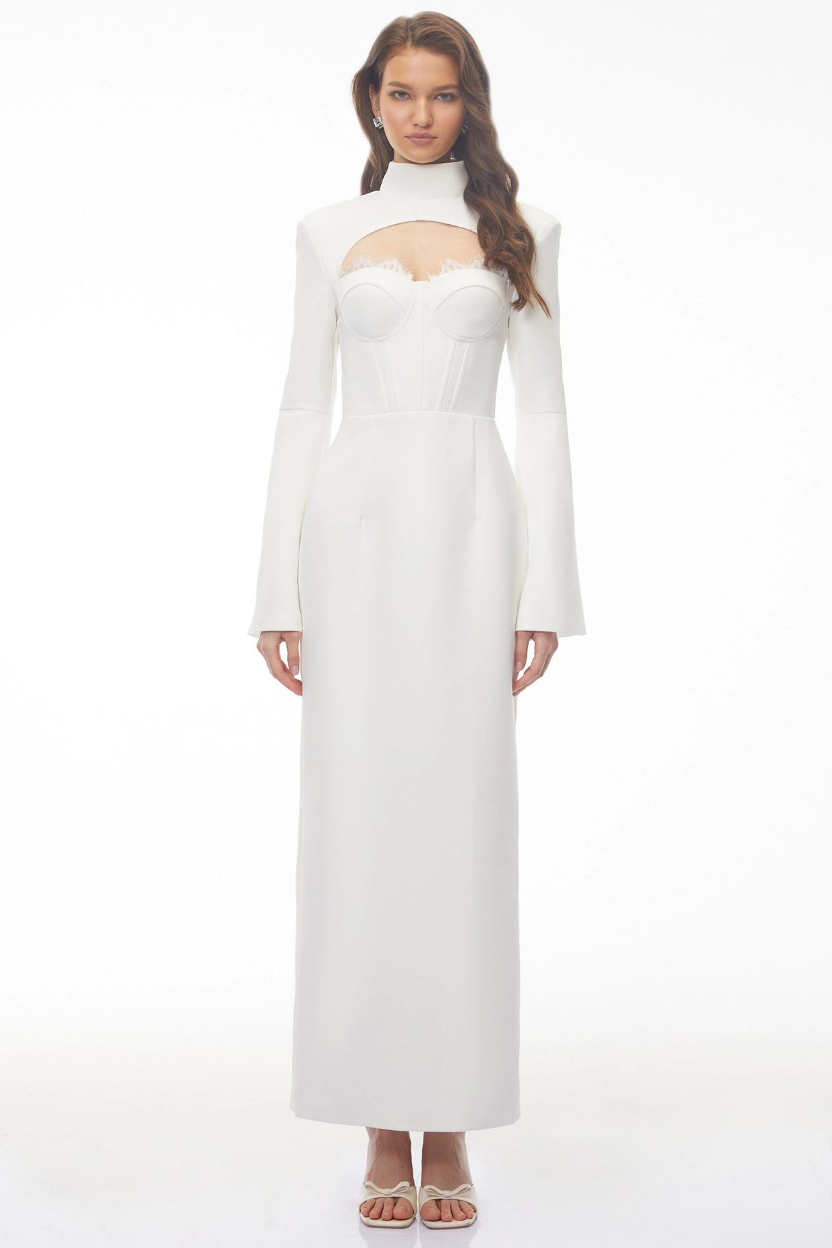 Ingvild White High Neck Backless Maxi Dress