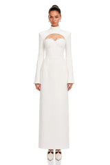 Ingvild White High Neck Backless Maxi Dress