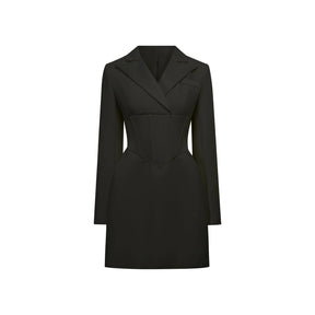Inmaculada Black Boned Bodice Mini Blazer Dress