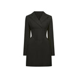 Inmaculada Black Boned Bodice Mini Blazer Dress