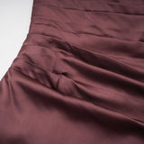 Inmaculada Brown Ruched Satin Maxi Dress Without Gloves