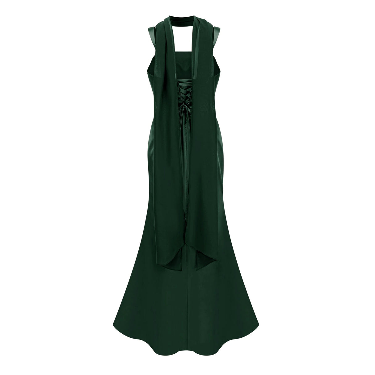 Inmaculada Emerald Ruched Satin Maxi Dress Without Gloves