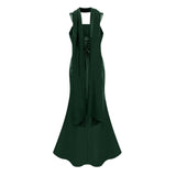Inmaculada Emerald Ruched Satin Maxi Dress Without Gloves