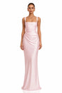 Inmaculada Pink Ruched Satin Maxi Dress Without Gloves