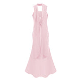 Inmaculada Pink Ruched Satin Maxi Dress Without Gloves