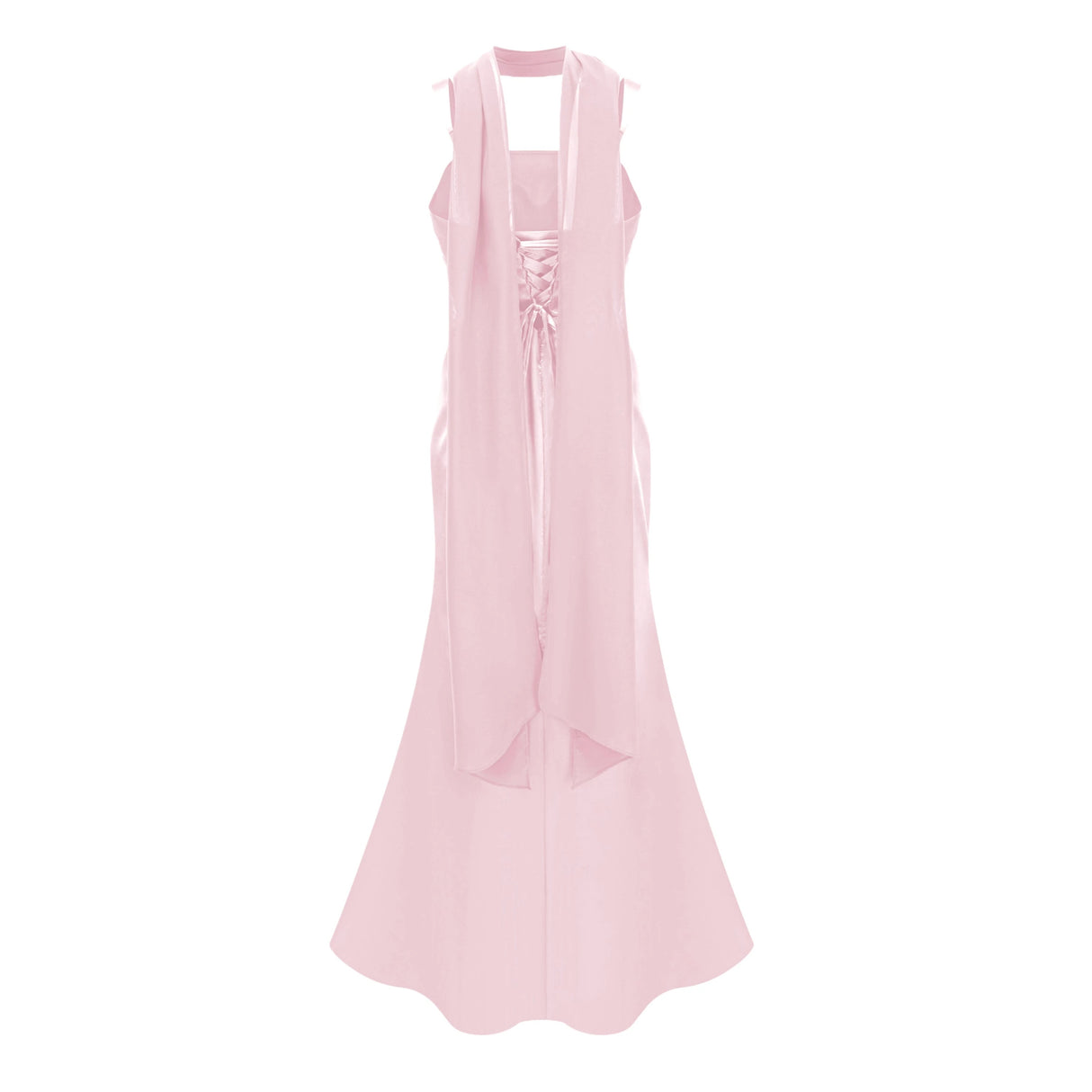 Inmaculada Pink Ruched Satin Maxi Dress Without Gloves