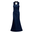 Inmaculada Sapphire Ruched Satin Maxi Dress Without Gloves