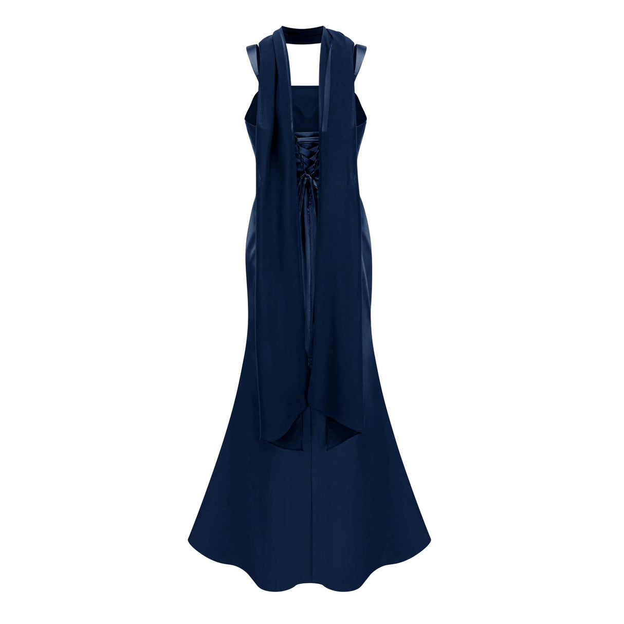 Inmaculada Sapphire Ruched Satin Maxi Dress Without Gloves