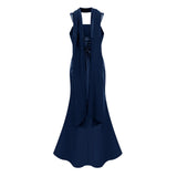Inmaculada Sapphire Ruched Satin Maxi Dress Without Gloves