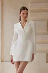 Inmaculada White Boned Bodice Mini Blazer Dress