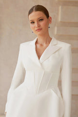 Inmaculada White Boned Bodice Mini Blazer Dress