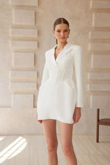 Inmaculada White Boned Bodice Mini Blazer Dress