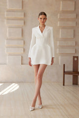Inmaculada White Boned Bodice Mini Blazer Dress