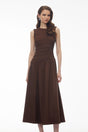 Iolanthe Chocolate Brown Asymmetrical Ruched Midi Dress