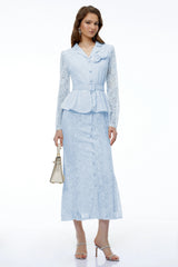 Iona Blue Lace Maxi Dress with 3D Florals