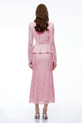 Iona Pink Lace Maxi Dress with 3D Florals