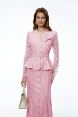 Iona Pink Lace Maxi Dress with 3D Florals