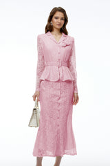 Iona Pink Lace Maxi Dress with 3D Florals