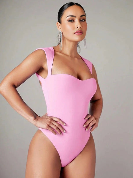 Ippolita Bodysuit - High Elasticity Fabric - Casual Style - Sleeveless - Natural Waistline - Fitted Fit - Details: Backless, Slit - Modern Look