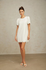 Ippolita Mini Dress White Crystal Scallop Hem