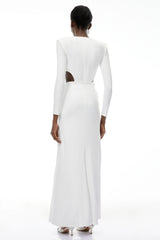 Irena White Cross Front Maxi Dress with Side Slit