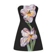Irène Black OffShoulder Sequin Floral Embroidered Mini Dress
