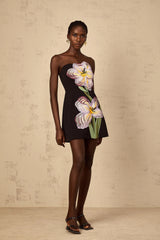 Irène Black OffShoulder Sequin Floral Embroidered Mini Dress