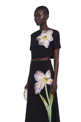 Irène Black Sequin Floral Embroidered Matching Set