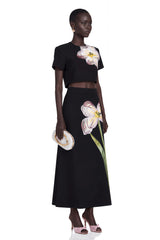 Irène Black Sequin Floral Embroidered Matching Set