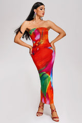 Irene Red Strapless Midi Dress