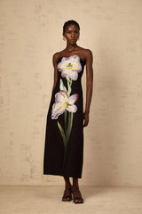 Irène Sequin Embroidered OffShoulder Midi Dress in Black