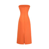 Irène Sequin Embroidered OffShoulder Midi Dress in Orange