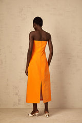 Irène Sequin Embroidered OffShoulder Midi Dress in Orange