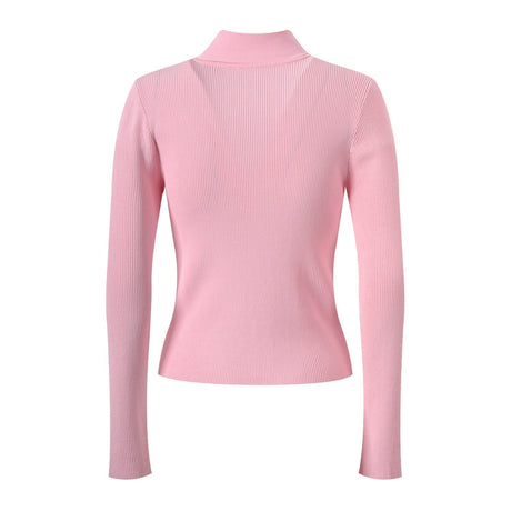 Irene Slim Fit Long Sleeve Top - Tie - Neck Detail - Button Front with Decorative Pockets