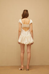 Irène White Lace Panel Satin Mini Dress