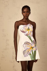 Irène White OffShoulder Sequin Floral Embroidered Mini Dress