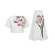 Irène White Sequin Floral Embroidered Matching Set