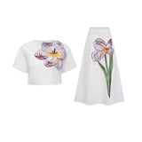 Irène White Sequin Floral Embroidered Matching Set