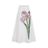 Irène White Sequin Floral Embroidered Matching Set