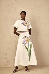 Irène White Sequin Floral Embroidered Matching Set