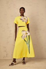 Irène Yellow Sequin Floral Embroidered Matching Set