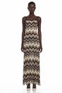 Irina Brown Zigzag Weave Pointelle Knit Maxi Dress