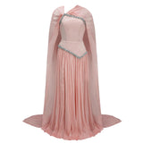 Iris Pink Embellished Asymmetrical Maxi Dress with Cape