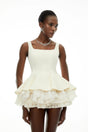 Iris White Square Neck Ruffled Mini Dress