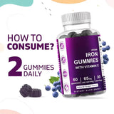 Iron Gummies – Vegan with Vitamin C, Calcium, Zinc & Selenium