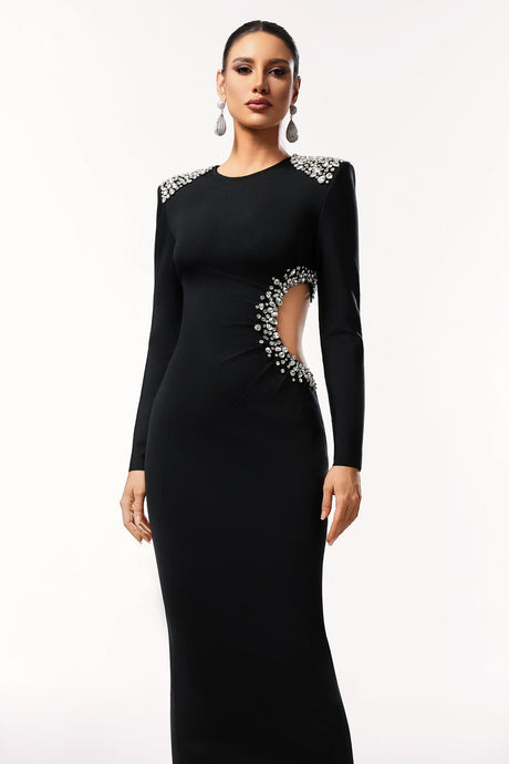 Isabel Black Diamond Accent Long Sleeve Dress