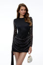 Isabella Black Backless Floral Lace Mini Dress