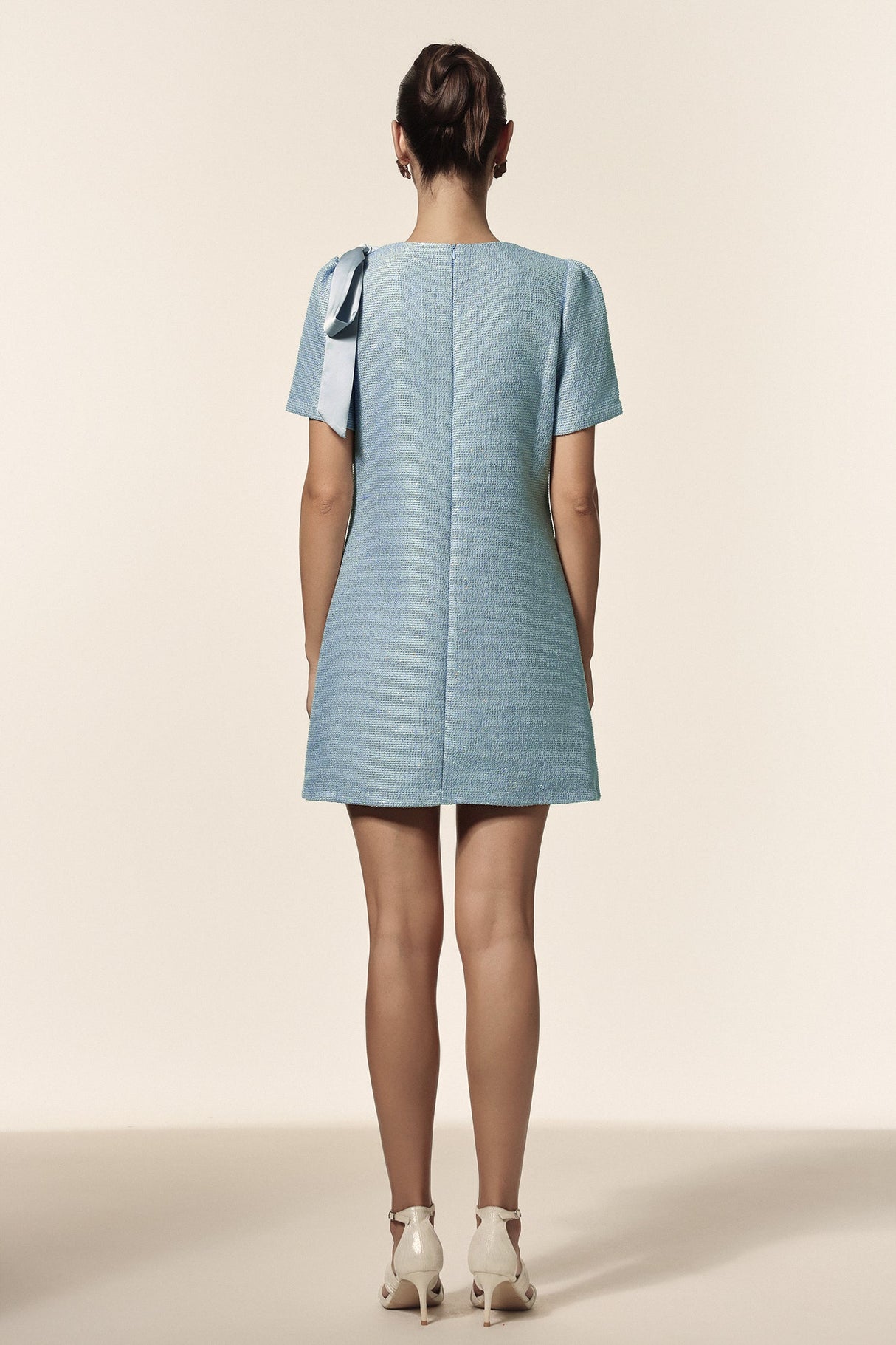 Isabella Blue Floral Bowknot Mini Dress