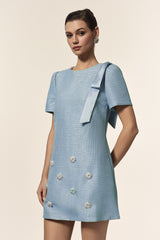 Isabella Blue Floral Bowknot Mini Dress