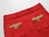Isabella Jacket and Skirt Set – Textured Knit Design – Gold Decorative Details – Fitted Silhouette